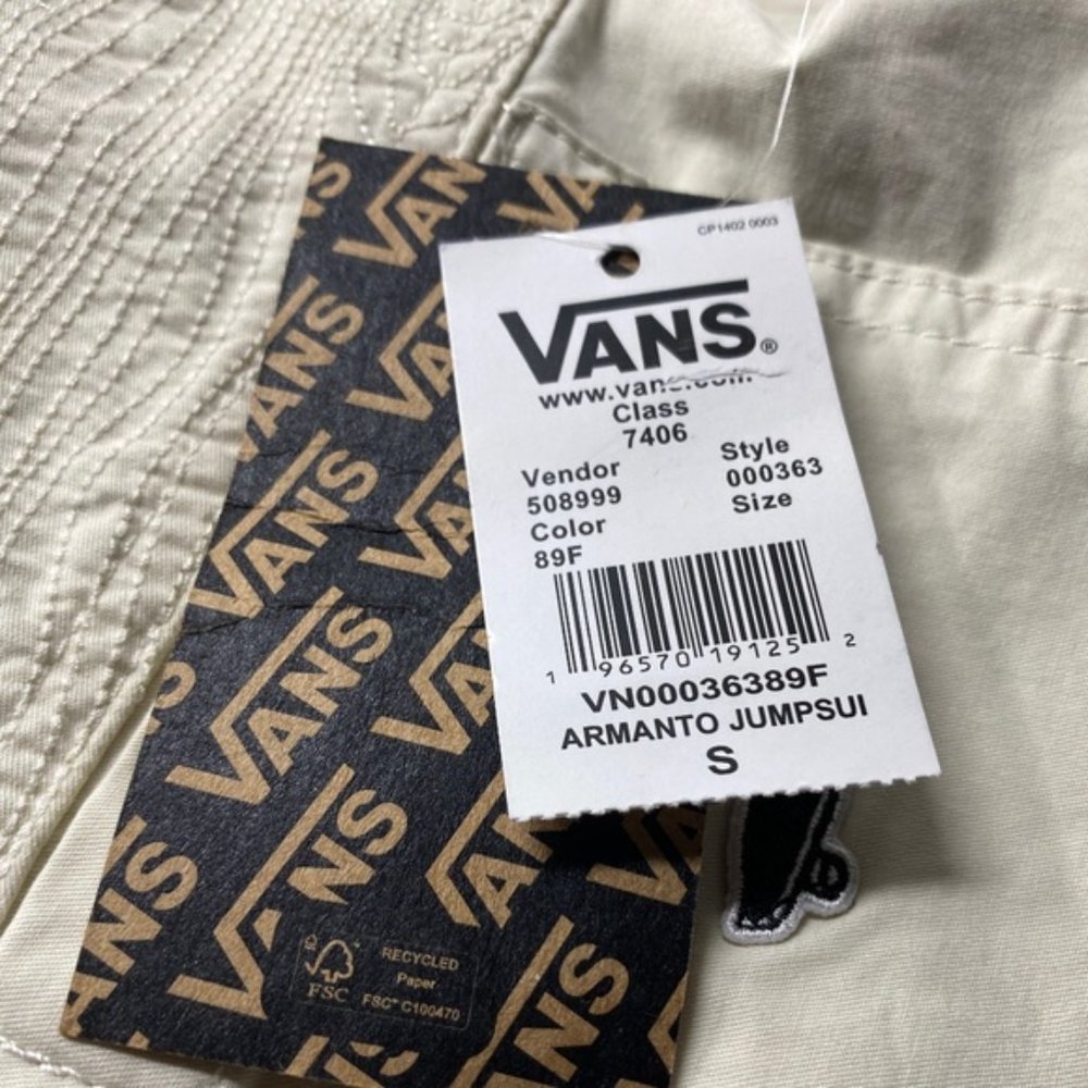 VANS Lizzie Armanto Jumpsuit Beige Cotton Stretch Skate Women's Size VN00036389F - Picture 5 of 5